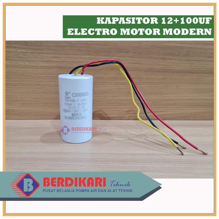 Capasitor Kapasitor Elektromotor Dinamo MODERN 12 + 100 UF ORIGINAL