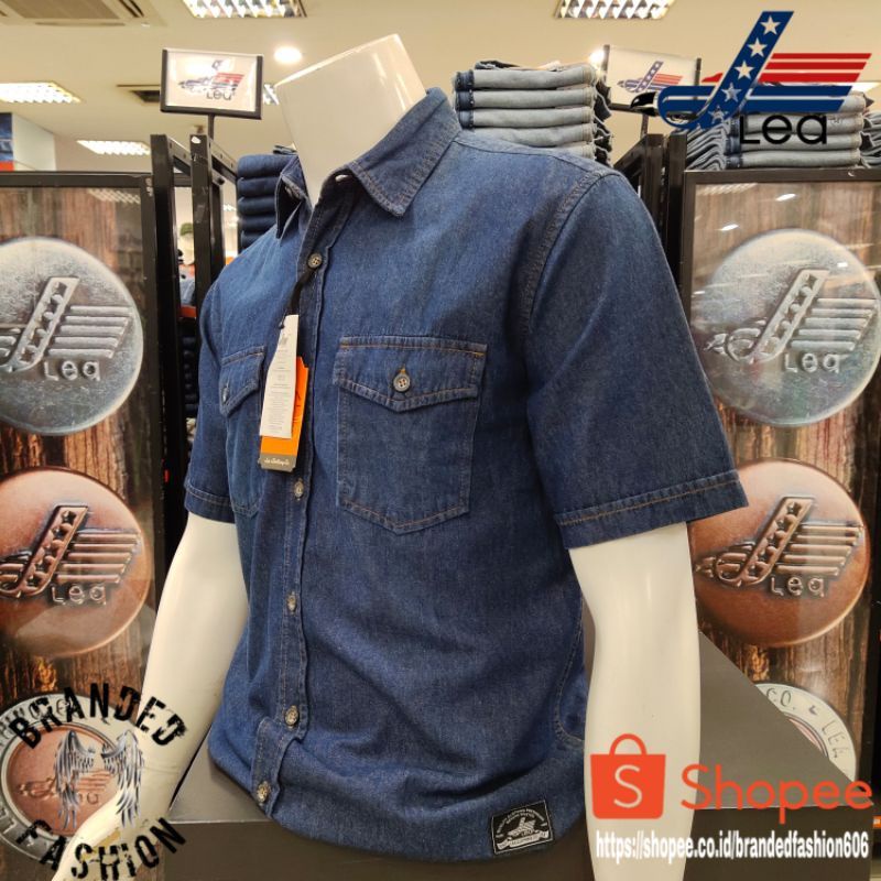 LEA KEMEJA DENIM PRIA LENGAN PENDEK LEA #ORIGINAL