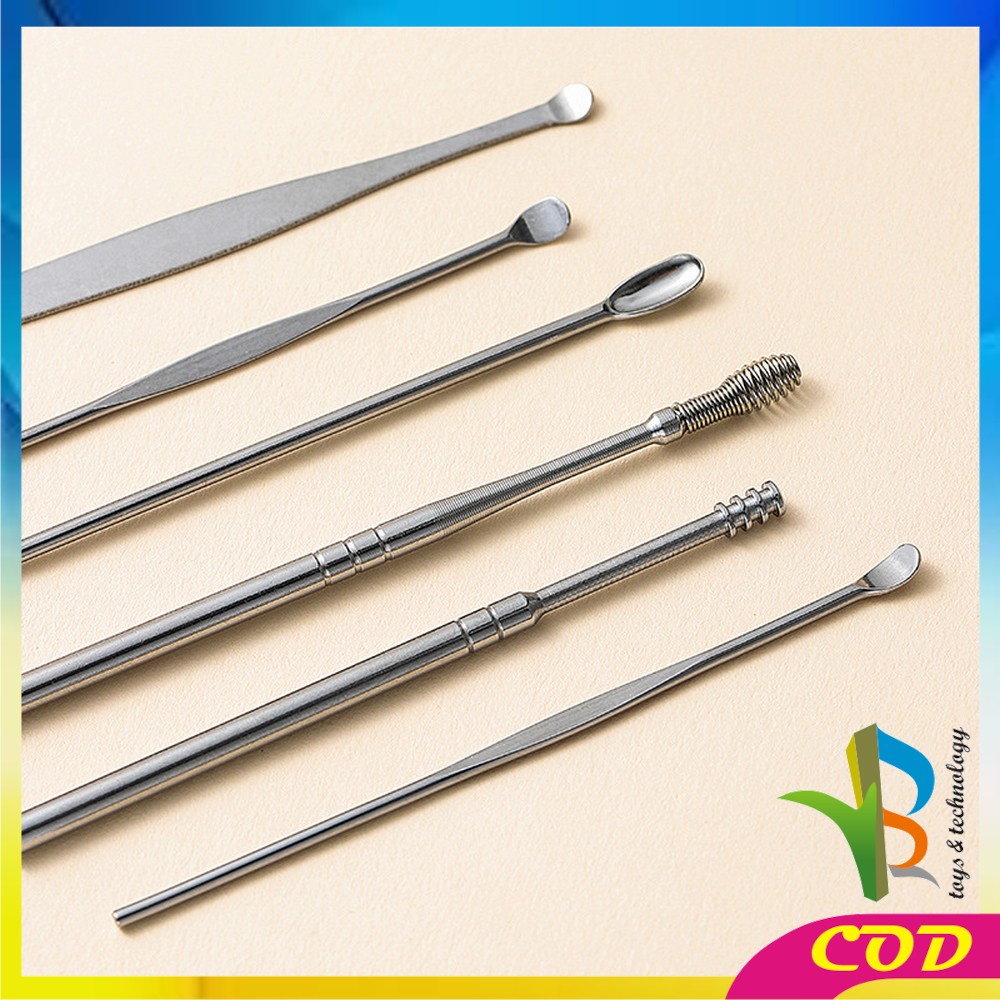 RB-C571-C572 Alat Pembersih Telinga Korek Kuping Ear Wax 6 In 1 / Set Paket Pembersih Kotoran Telinga Stainless Steel