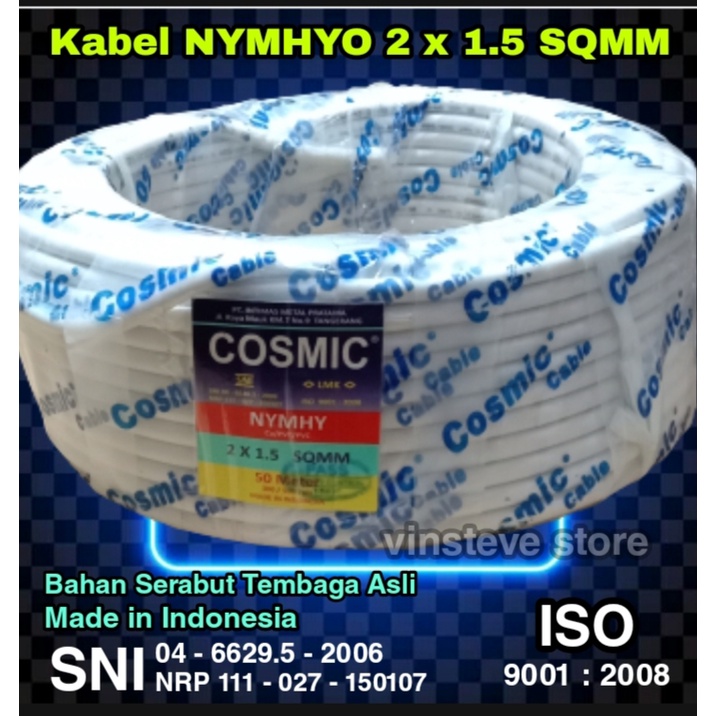 Kabel Serabut NYMHYO 2 x 1.5 mm Cosmic (Harga per meter)