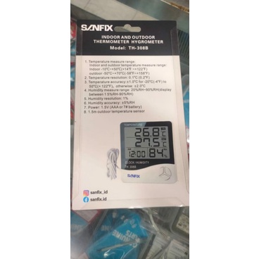 Thermometer Digital Ruangan Hygrometer SANFIX TH308B indor and outdor