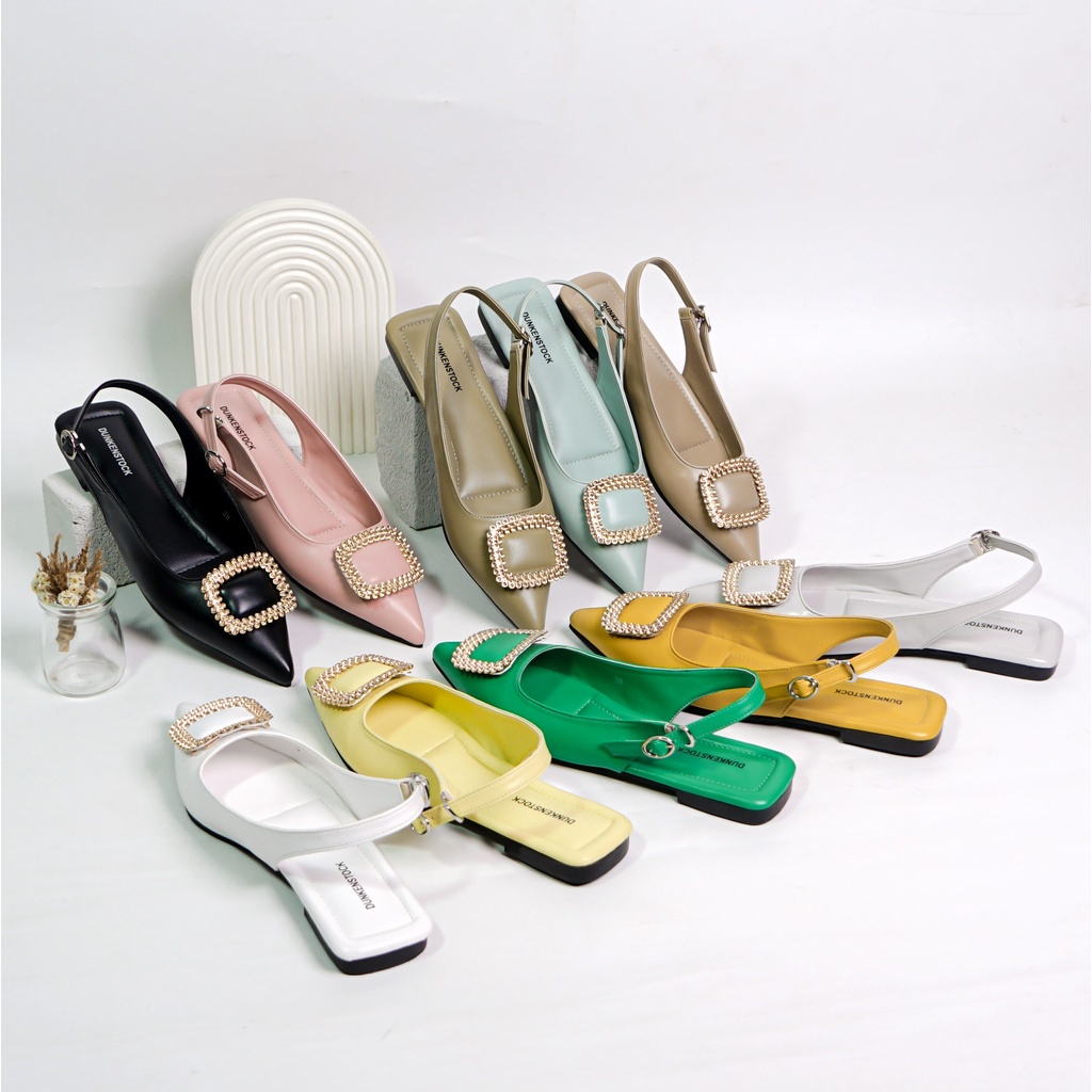 LAPEPA YUK - Dunkenstock KALEA Sepatu Sandal Wanita Flatshoes 1cm Size 36 - 40 Tidak Licin Flat Shoes untuk Kerja Kantoran Kuliah Casual Belezza 37 38 39 Warna Yellow Kuning Belleza Kekinian Premium Terbaru Shoes Ori Original Mall Official Store