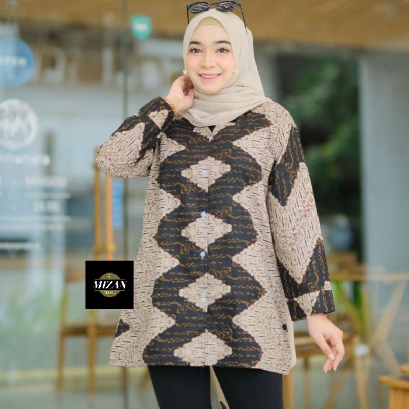 BLOUSE KEMEJA BATIK WANITA LENGAN PANJANG/ ATASAN BATIK WANITA LENGAN PANJANG/ BAJU BATIK WANITA FOR