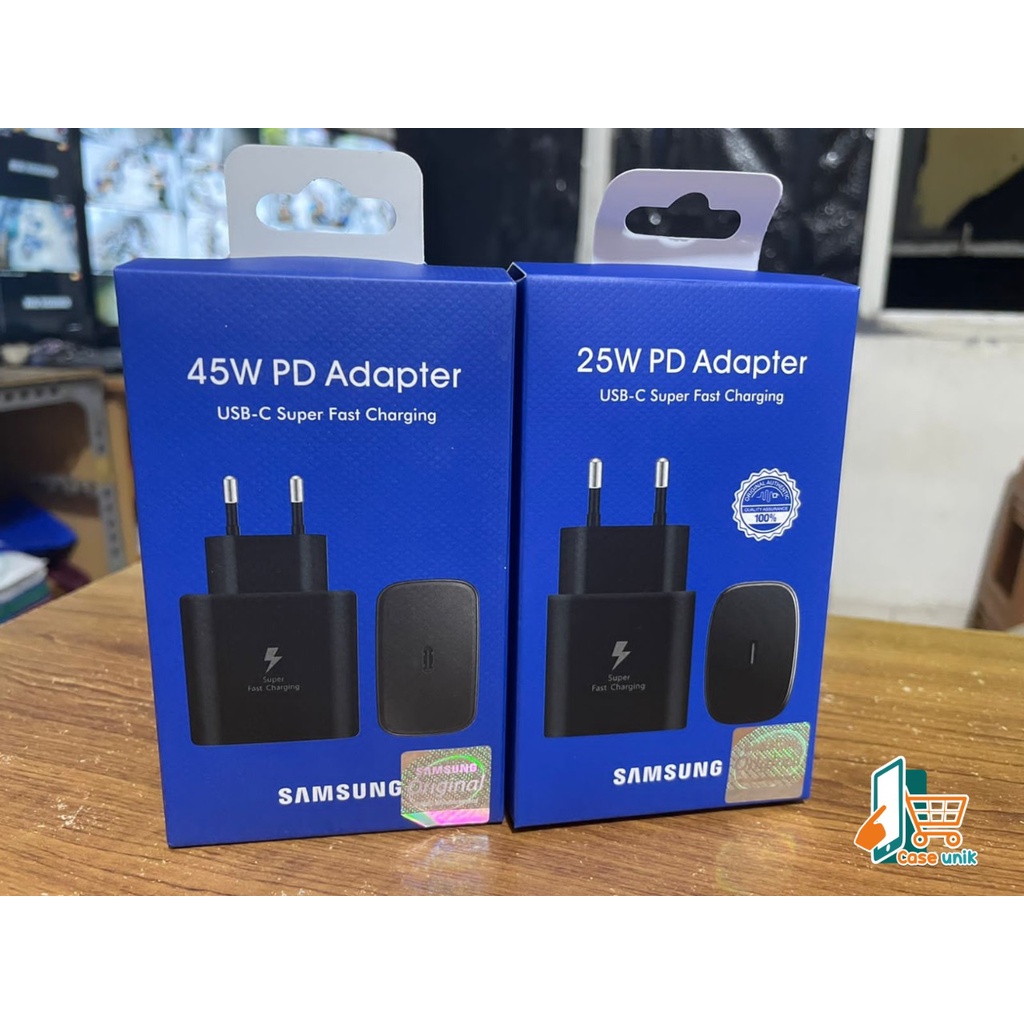 Adaptor Kepala batok Charger Casan Samsung Galaxy A33 A53 A73 5G a32 A52 a72 A52S note 10 note 20 S21 S21+ S21 ultra s22 s22ultra z flip 3 z fold 4 25W &amp; 45W Original USB C TO C Super Fast Charging CS4998