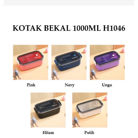 H1046 Lunch Box 1000ML / Kotak Bekal / Tempat Penyimpanan Makanan / Kotak Makan / Tempat Bekal