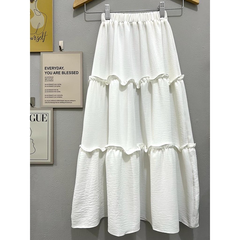 Jimmedy.id - Skirt Anak Dua Tingkat/Rok Anak Perempuan Korea Bahan Crinkle Premium Untuk Usia 3-9 Tahun