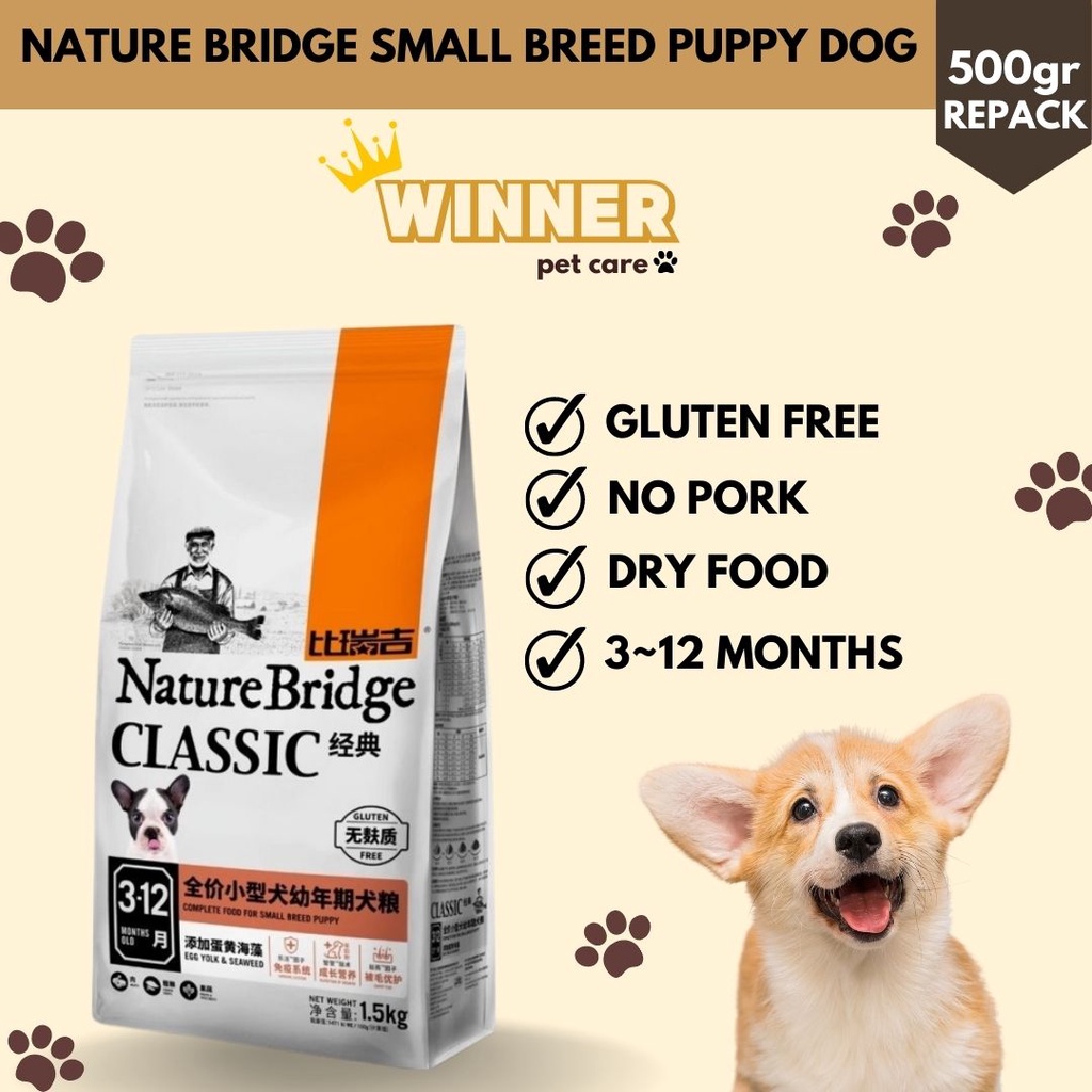 Nature Bridge Small Breed Puppy Dog Food Repack 500gr