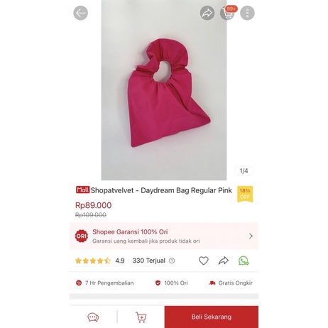 Preloved Tas Shopatvelvet Fuschia Regular