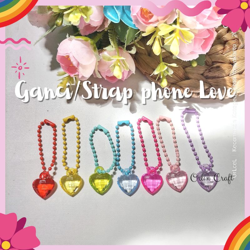 Gantungan Kunci Keychain Love Phone Strap Love