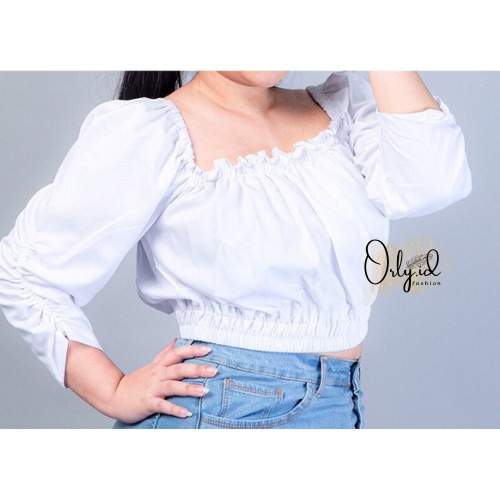 S-XXXXL LOLITA Baju sabrina Baju Atasan Sabrina Wanita Jumbo Crop Top Korean Style Blouse Lengan Pan
