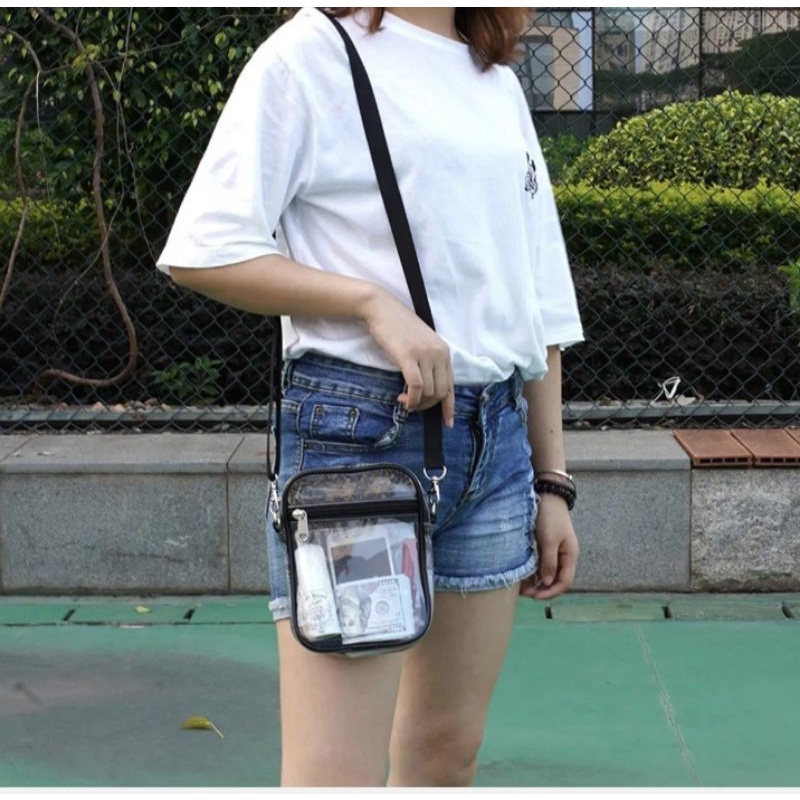 tas selempang transparan pria wanita