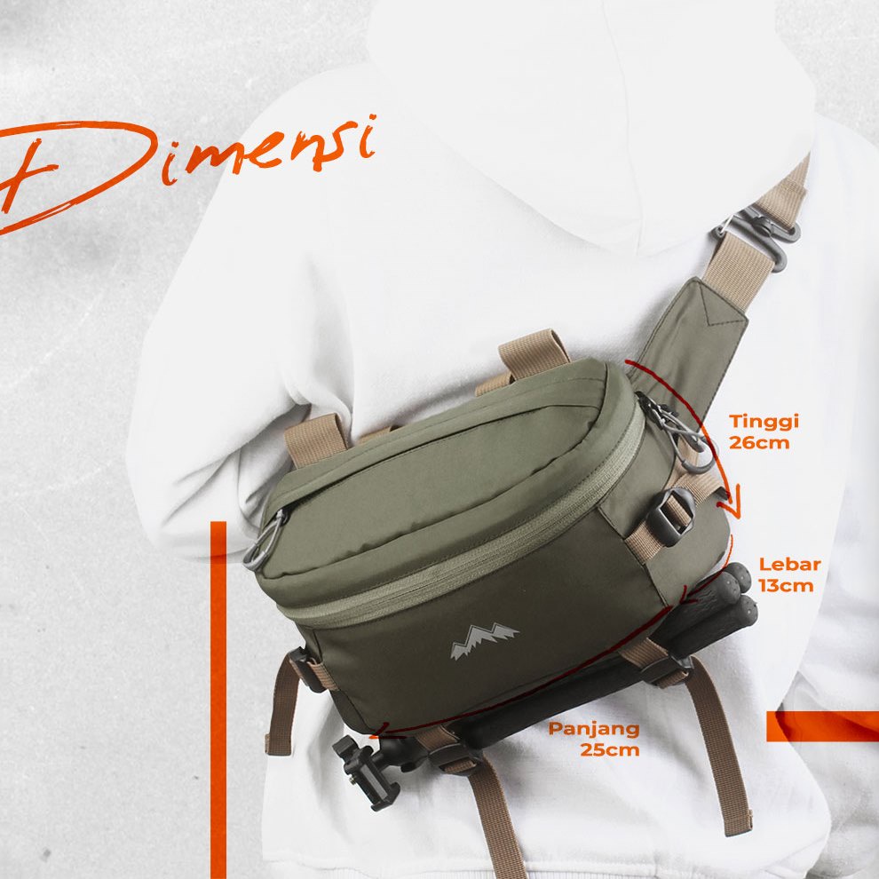 GEO OLIVE BROWN x SOLLU Tas Kamera Selempang Pria Wanita Slingbag Lensa DSLR Mirrorless Sling Bag Camera Multifungsi Casual Camera Waist Bag Premium Shoulderbag Tas Slempang Bahu Waistbag Free Rain Cover Coat Pelindung Hujan Keren Terbaru Kekinian Branded