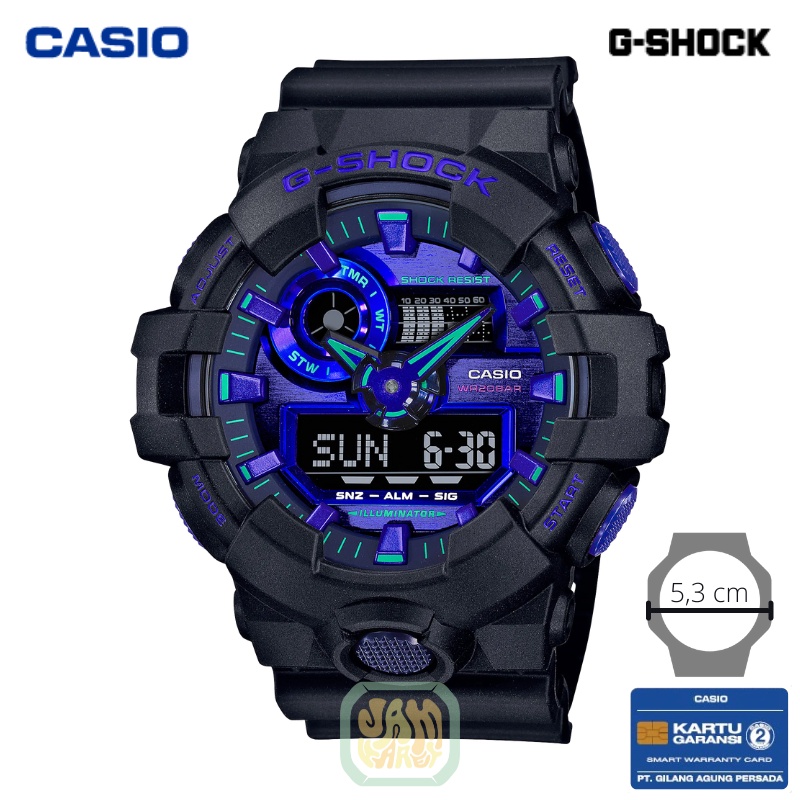 JAM TANGAN PRIA CASIO G-SHOCK GA700VB-1A ORIGINAL - GSHOCK GA 700VB 1ADR VIRTUAL BLUE HITAM BIRU