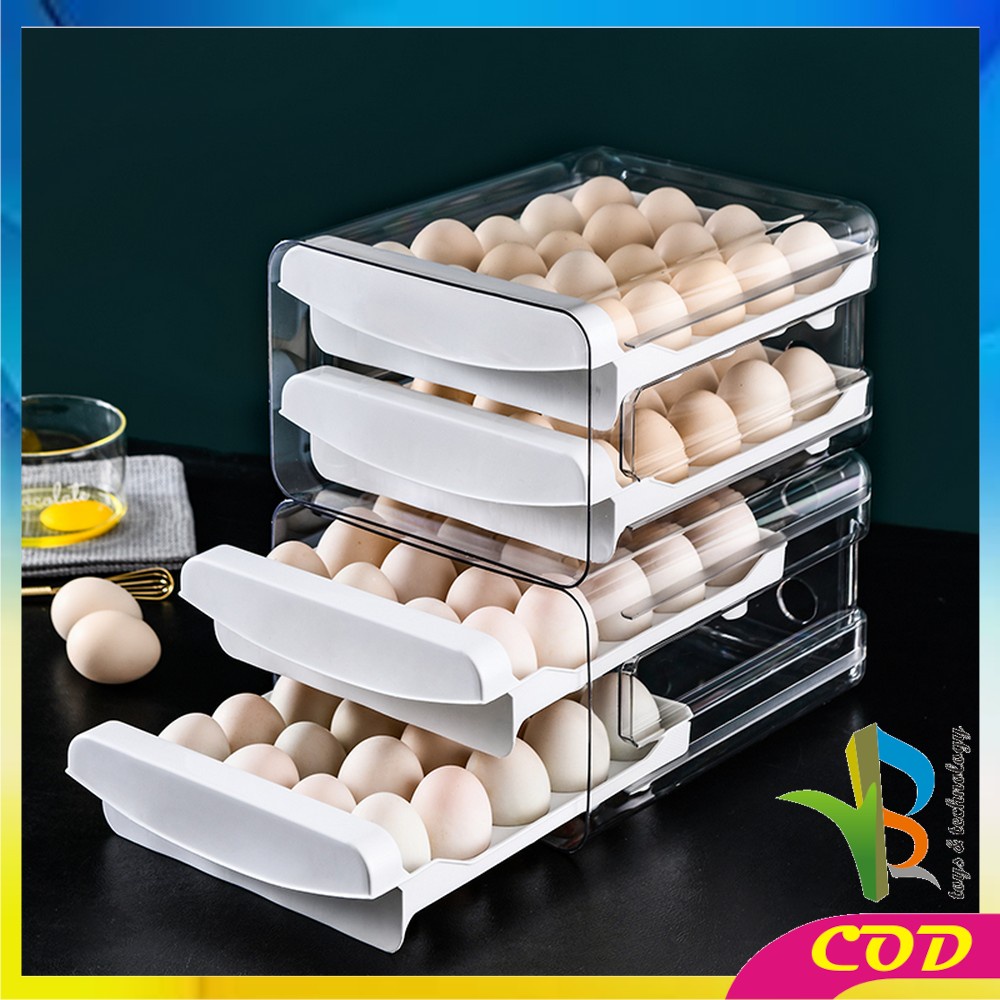 RB-C268 Tempat Penyimpanan Telur 2 Tingkat Egg Storage Box Organizer Rak Telur 2 Susun Kotak Telur