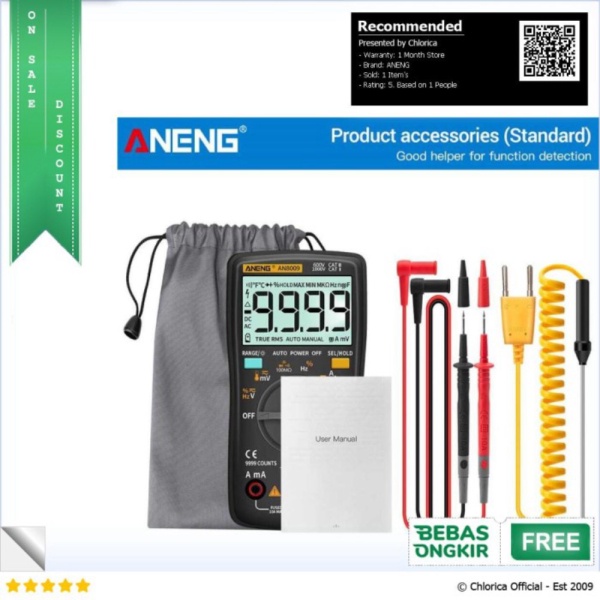 Dijual ANENG Digital Multimeter Voltage Tester - AN8009 - Hitam ANENG Limited
