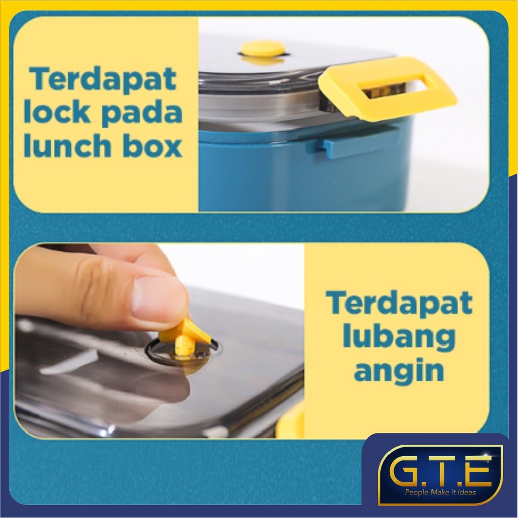 GTE | LUNCH BOX KOTAK MAKAN KOTAK BEKAL SINGLE | DOUBLE-LAYER KAPASITAS BESAR 800ML/1600ML | KOTAK MAKAN SIANG