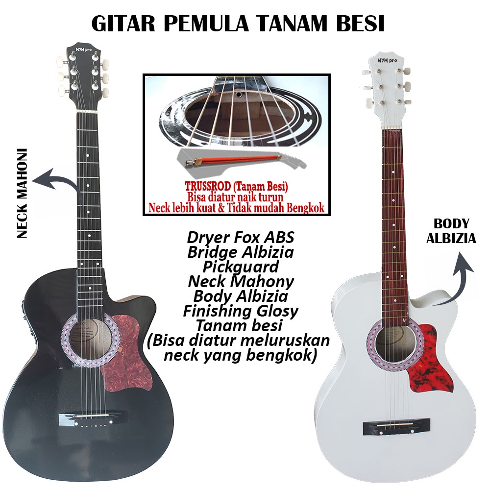 Gitar Akustik Elektrik Pemula Tanam Besi Bergaransi Paket Promo