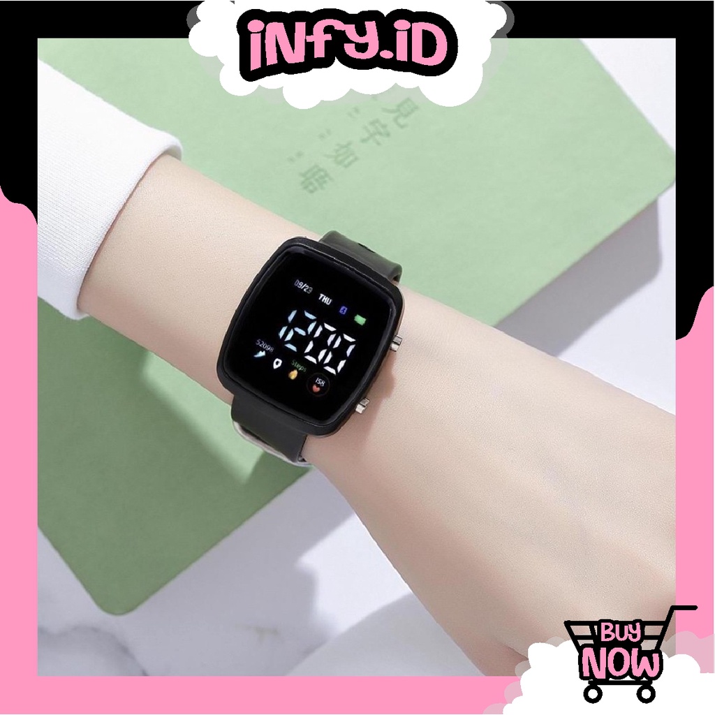 INFY - Jam Tangan LED Digital Pria Wanita Rubber Electronic Fashion Couple Anak Remaja Import JT051