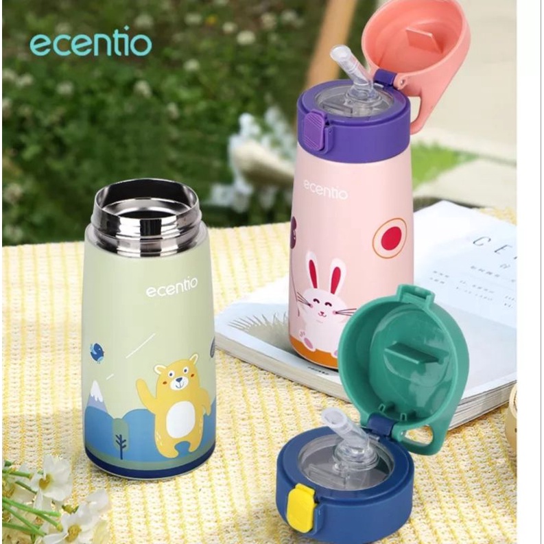 Ecentio Termos / botol minum stainless 400ml + tali tas  simpan anak
