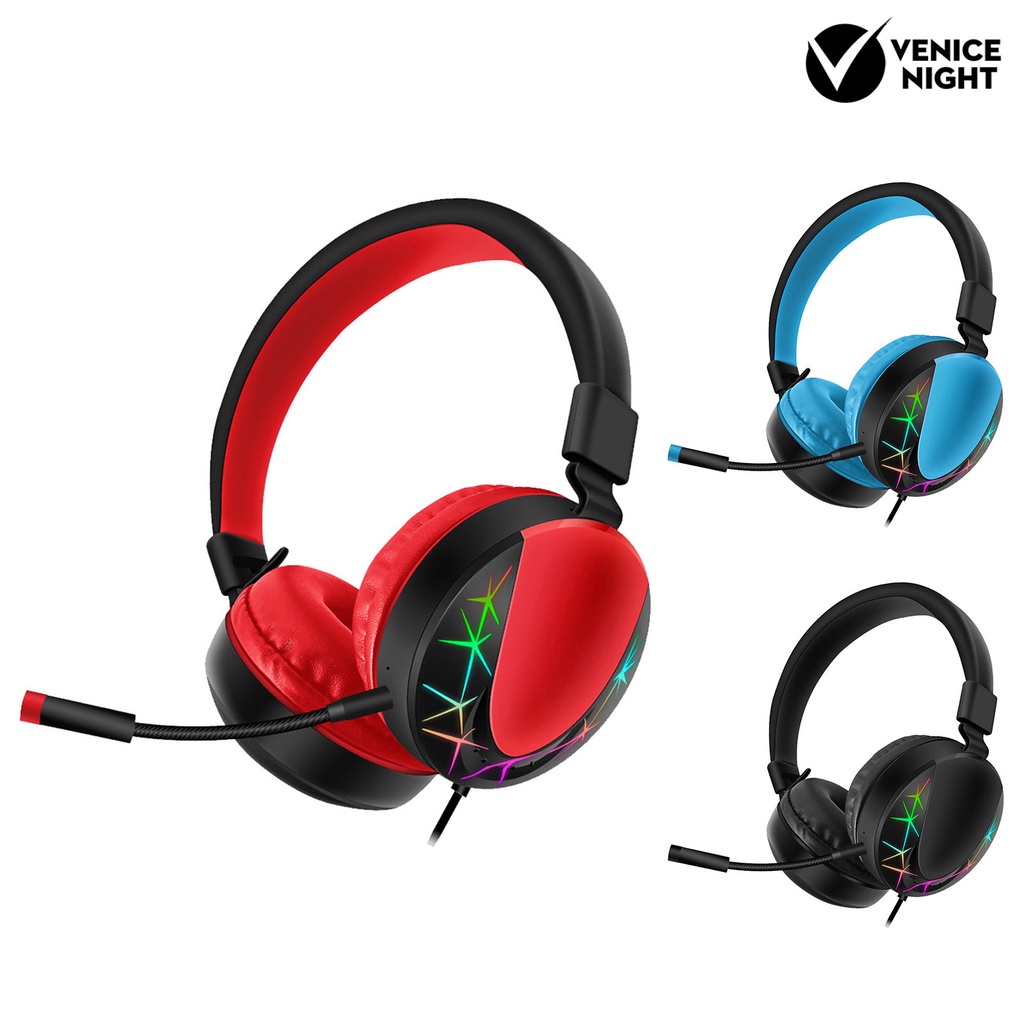 (VNEP) (Berkabel) AKZ-021 Headset RGB Luminous Retractable Dynamic Headphone untuk Gaming