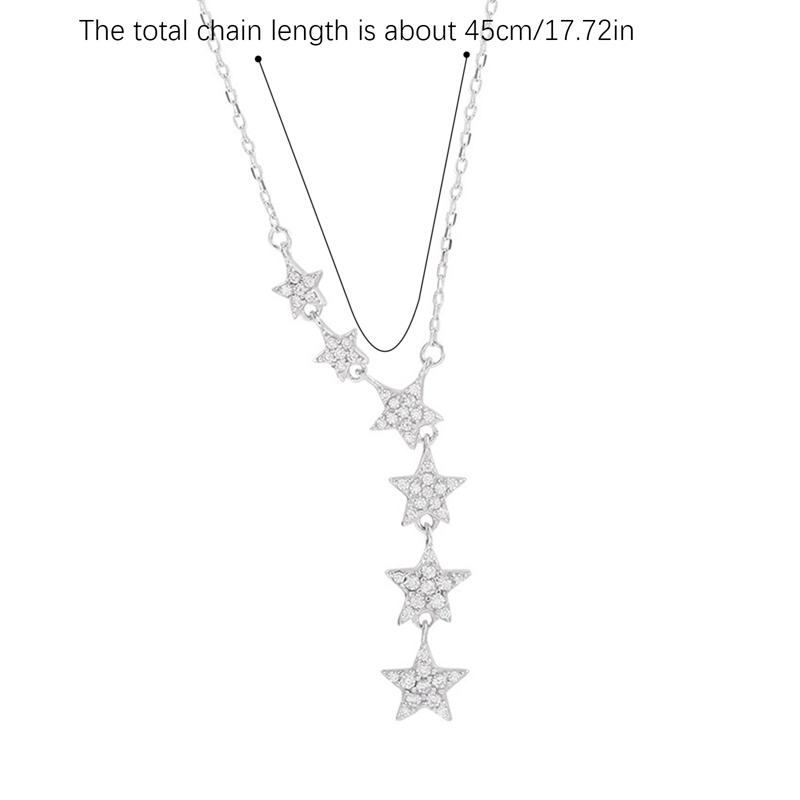 Fancyqube Kalung Choker Sterling Silver 925 Hias Bintang Zircon Untuk Wanita