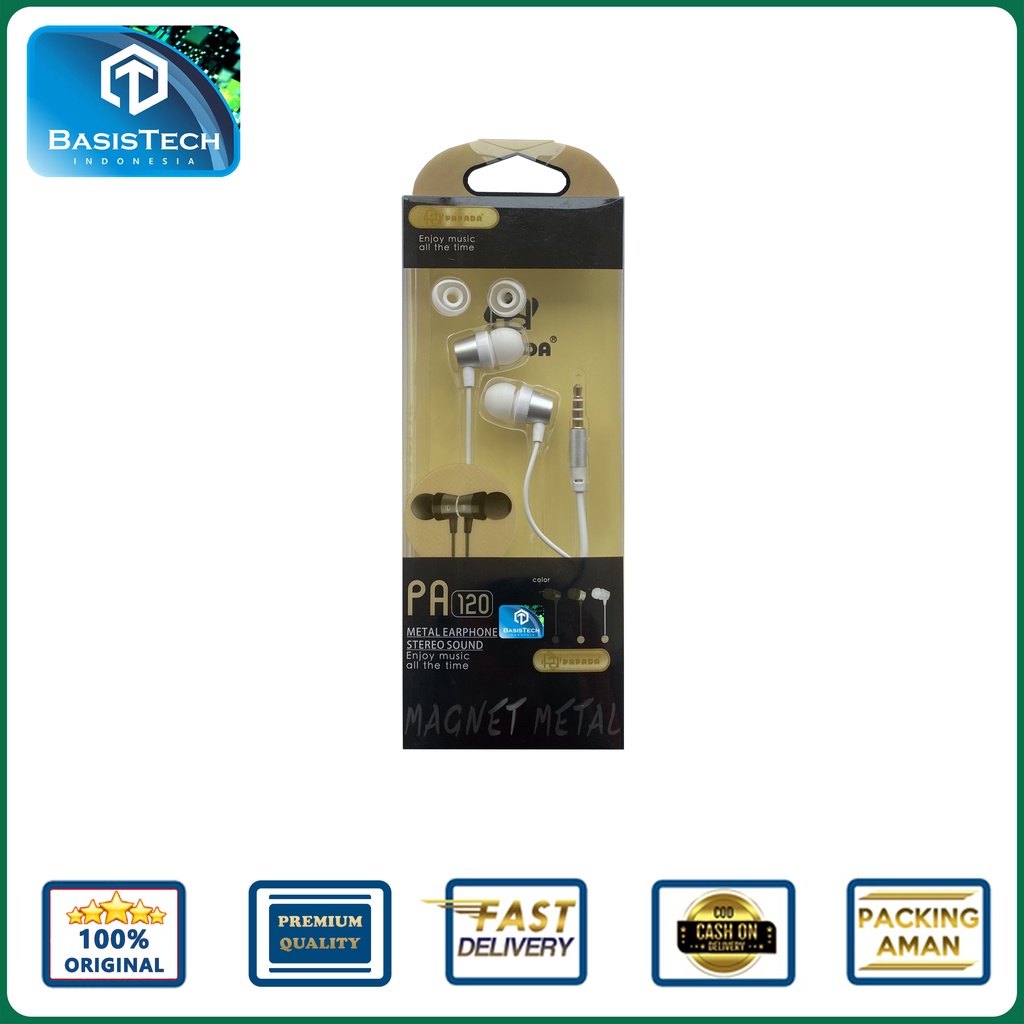 EARPHONE HEADSET ENJOY MUSIC METAL STEREO SOUND PAPADA PA120
