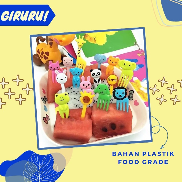 Garpu Buah Bento Mini Set / Garpu Bento Tusukan Buah Kue / Garpu Bento Motif Lucu Anak-anak / Tusukan Garpu Hiasan Bento Mini / Garpu Bento Food Picks Animal Tusukan