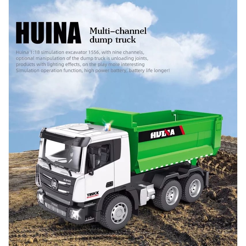 Mobil RC Huina 1556 Skala 1/18 Mobil Remote Control Traktor 9Ch Model Truk Sampah