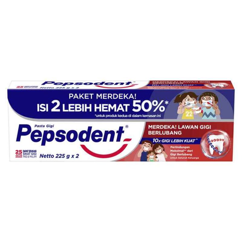 PEPSODENT PASTA GIGI WHITE PAKET MERDEKA 2X225GR