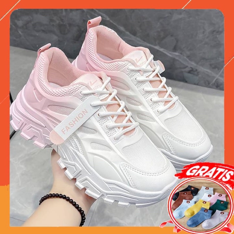 (FREE KAOS KAKI &amp; BOX) SN011 SEPATU SNEAKERS WANITA IMPORT KOREA FASHION