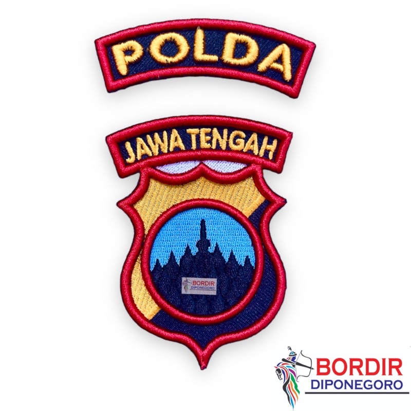 POLDA JATENG 3D PREMIUM | LOGO POLDA JATENG | LOGO JATENG|  LOGO BORDIRAN POLDA JATENG TIMBUL 3D | B