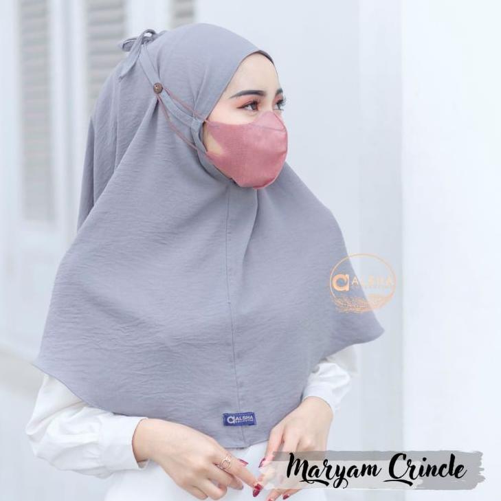 ♨ Jilbab Khimar Bergo Simple Maryam Crincle Ori Alsha ぶ