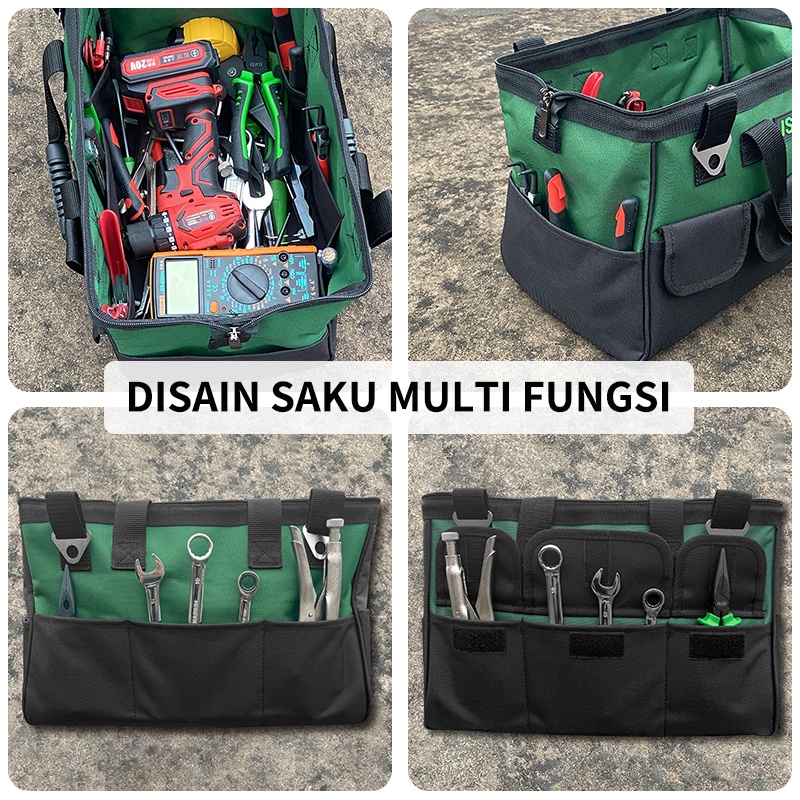 ISKU Tool bag 13 15 17 inch Kain Oxford Tebal Tas Alat Perkakas Kuat Tas Perkakas Toolkit