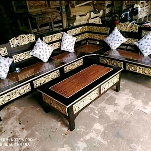 Kursi tamu sudut mawar minimalis Kayu jati