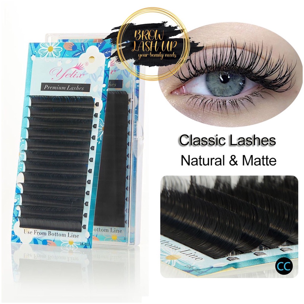 YELIX BLACK MATTE MINK PREMIUM LASHES Premium Lashes Eyelash Extension UKURAN LENGKAP (LEMBUT BANGET)