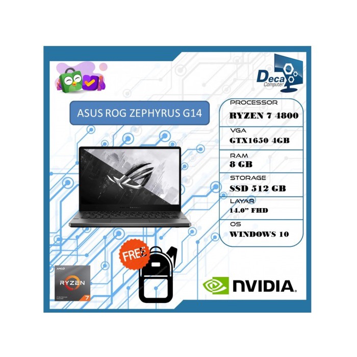 T0P ASUS ROG ZEPHYRUS G14 GA401IH R7 4800 8GB 512SSD GTX1650 4GB 14.0FHD NICE