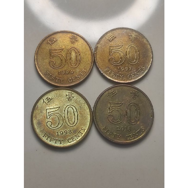 set koin Hongkong 50 cents 1994 - 2015 cents bunga