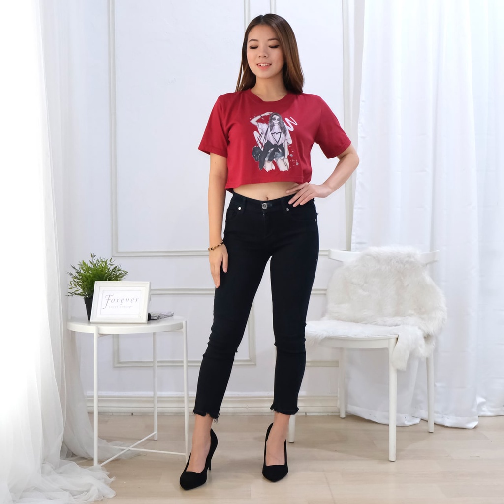 New official - Terbaru Atasan Wanita Crop Top Korean Basic Crop Beauty Girls T-Shirt Lengan Pendek katun