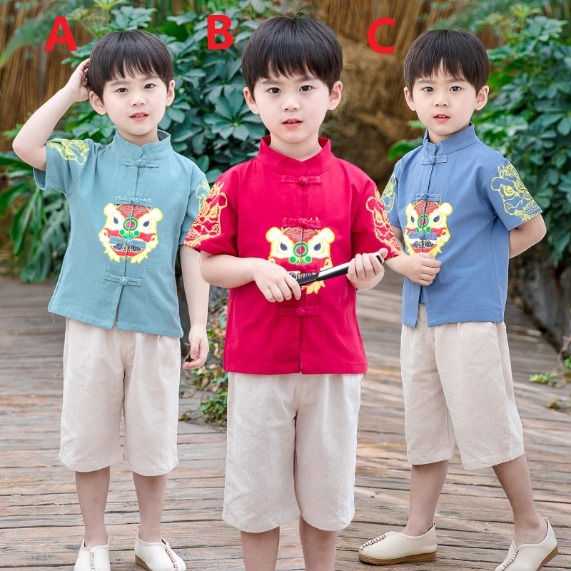 2-12tahun Setelan Cheongsam Anak Teenager Laki Laki Import Barongsai Imlek Sincia
