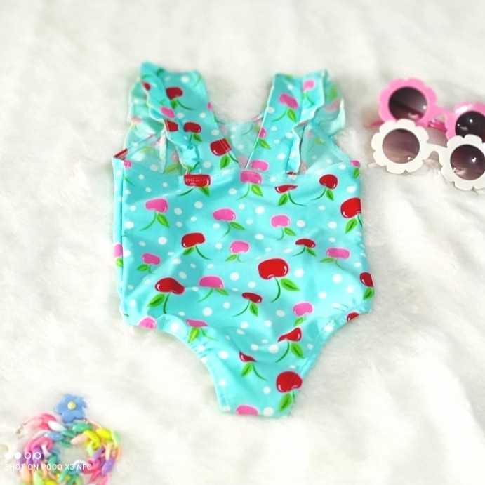 Baju renang bayi 3bln-7thn swimsuit anak perempuan import HL fashion - Apel Hijau 6-7thn I NEW22