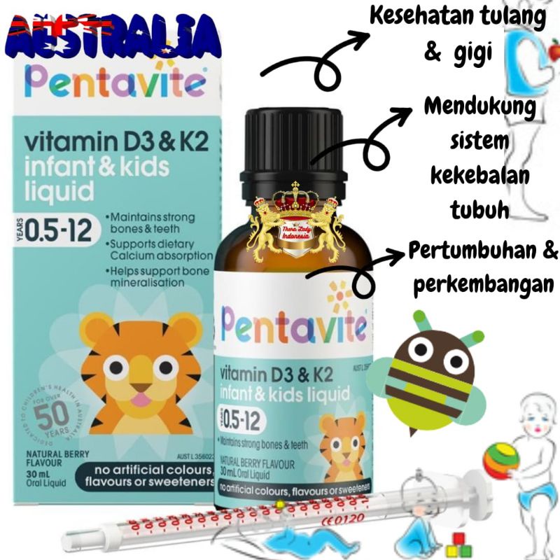 Jual Pentavite Vitamin D3 & K2 Kids Liquid 30ml Shopee Indonesia