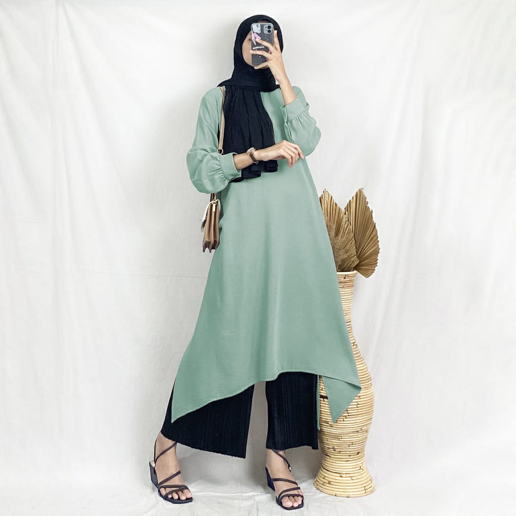 GRISYA TUNIK CRINKLE AIRFLOW / TERBARU TUNIK WANITA ATASAN MUSLIM TERLARIS /RESLETING DEPAN BUSUI/OOTD HIJAB STYLE /1 WARNA