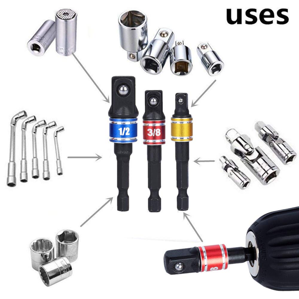 multicolour adapter kunci sok 3 pcs sambungan mata bor kunci sok konektor kunci sock shock socket adaptor