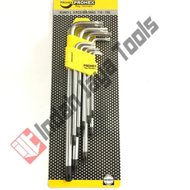 HASSTON 1866-902 Kunci L Set Bintang PANJANG T10-T50 Long Star Prohex