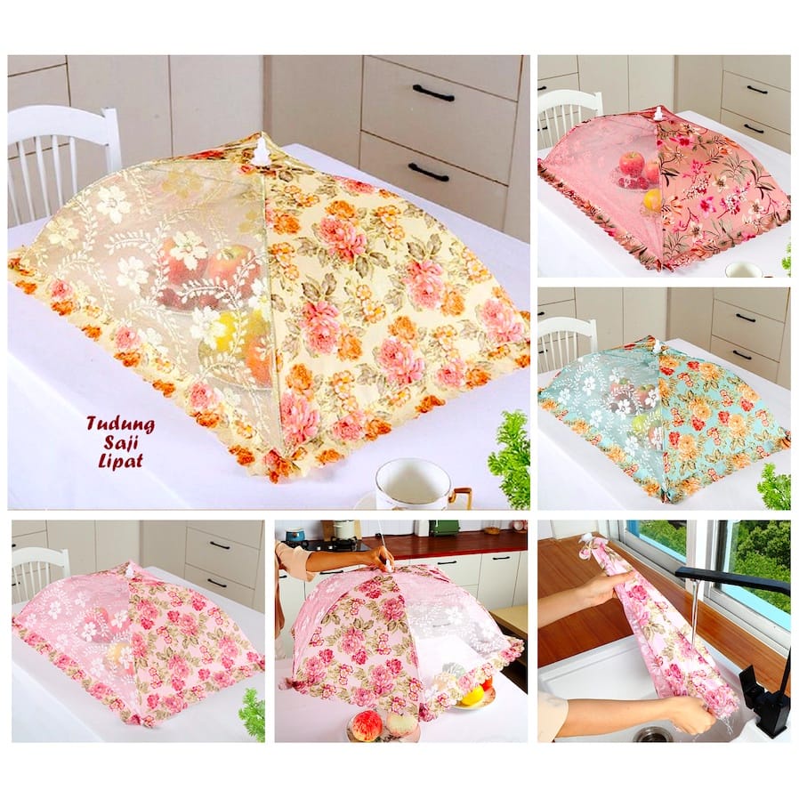 Tudung Saji Lipat Bulat Dan Kotak Motif Bunga