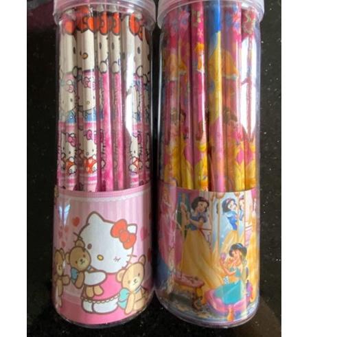 

ゖ゚ Pensil 2B fancy karakter tabung (± 50pc), pensil pot, pensil set,pensil fancy disney 2B い