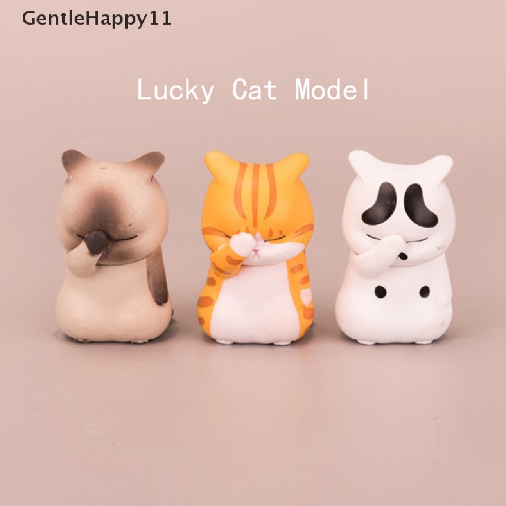 Gentlehappy 1pc Kartun Kucing Beruntung Model Winking Resin Craft Action Figure Boneka DIY Dekorasi id