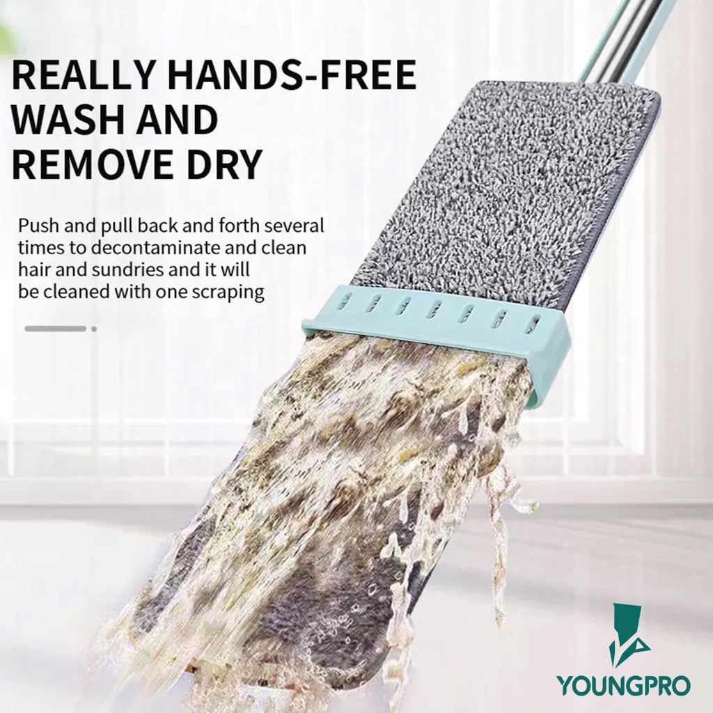 YOUNGPRO YMM-05 ALAT PEL ULTRA WIDE PANEL (FREE BROOM CLIP) HAND FREE PLATE MOP (PACKING PREMIUM)