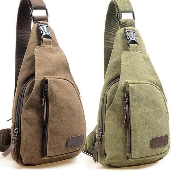 Tas Selempang Pria Kanvas / Sling Bag / Slempang Bodypack Canvas - Abu-abu Muda