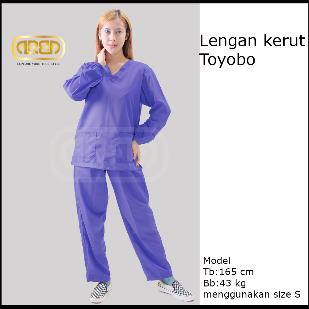 Baju OK Toyobo Lengan Panjang KERUT Scrub Medis Bahan Toyobo ORIGINAL PREMIUM Part 3